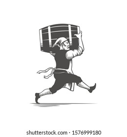 A man with a barrel. Can be used as logo