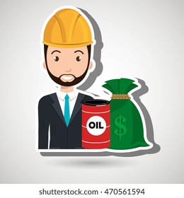 man barrel oil money vector illustration graphic