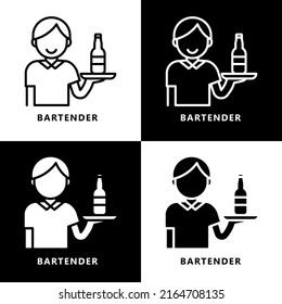 Man Bartender Icon Cartoon. Male Barkeeper Preparation Drink Vector Logo
