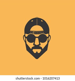 Man baseball cap glasses