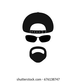 Man with baseball cap, sunglasses and goatee. Avatar icon.