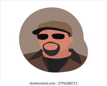 a man baseball and sun glasses workshirt, flat, vector illustration