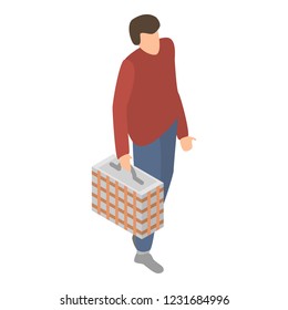 Man with basket icon. Isometric of man with basket vector icon for web design isolated on white background