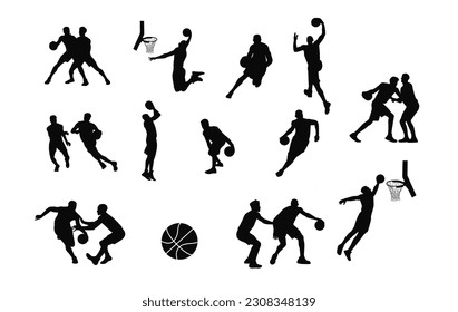 Man basketball player, people playing basketball silhouette