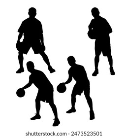 Man basketball player, people playing basketball silhouette