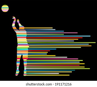 Man basketball player vector background concept made of colorful stripes