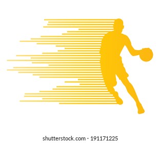 Man basketball player vector background concept made of colorful stripes