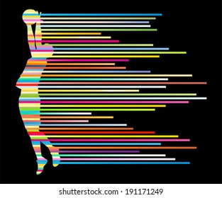 Man basketball player vector background concept made of colorful stripes