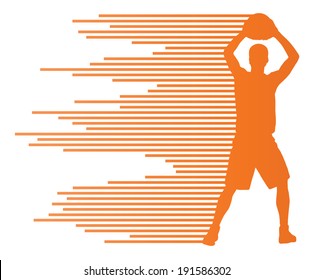 Man basketball player vector background concept made of colorful stripes