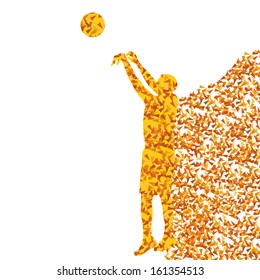 Man basketball vector background silhouette made of orange triangle fragments vector abstract background
