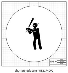 Man with Bat as Baseball Concept Icon