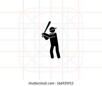 Man with Bat as Baseball Concept Icon