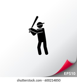 Man with Bat as Baseball Concept Icon