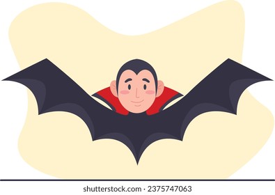 Man in bat costume. Vector illustration in cartoon style on white background.