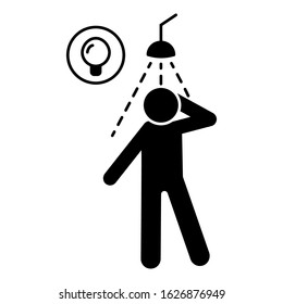 Man in bath find idea icon. Simple pictogram of human with idea icons for ui and ux, website or mobile application