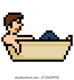 Man Bathing In Bathtub Pixel