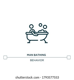 man bathing vector line icon. Simple element illustration. man bathing outline icon from behavior concept. Can be used for web and mobile
