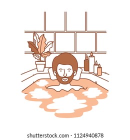 man in the bathtub and houseplants