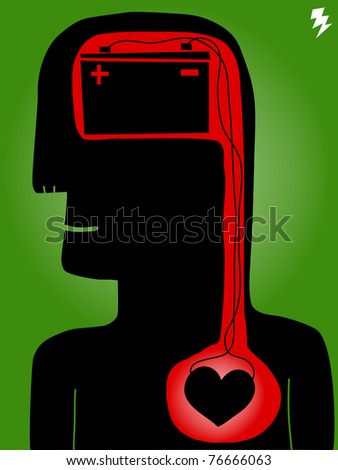 man with battery brain connected to hearth