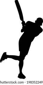 Man batting silhouette vector illustration of cricket game
