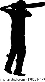 Man batting silhouette vector illustration of cricket game