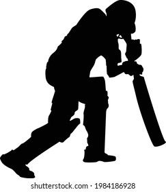 Man batting silhouette vector illustration of cricket game