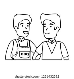 Man With Bbq Apron And Boy