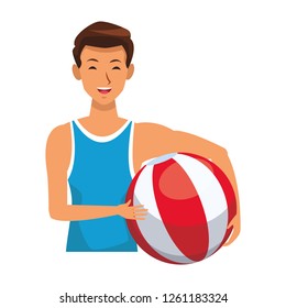 man with beach ball