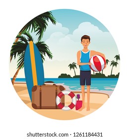 man with beach ball