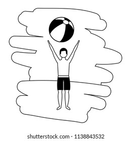 man with beach balloon