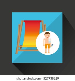 man beach chair shorts towel beach vacations vector illustration eps 10