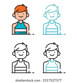 Man beach icon design in four variation color