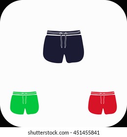 Man Beach Shorts Illustration set. Blue, green, red icon.