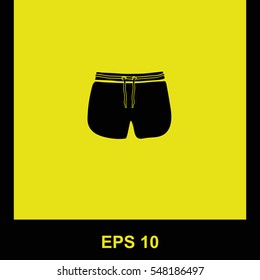 Man Beach Shorts vector black icon. Isolated illustration. Business picture.