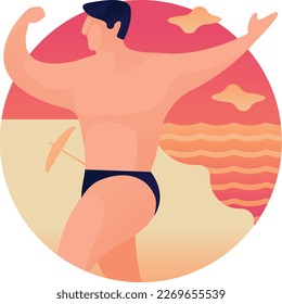 Man Beach UI Flat Icon Vector EPS