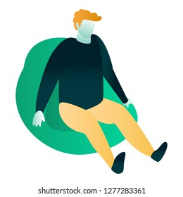 Man at bean bag icon. Isometric of man at bean bag vector icon for web design isolated on white background