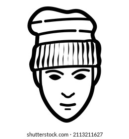 Man In Beanie Flat Icon Isolated On White Background