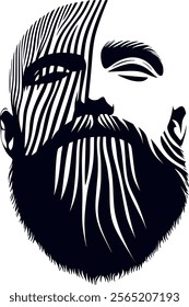 Man with beard, abstract with zebra pattern
