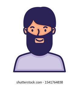 man with beard avatar character fill style vector illustration design