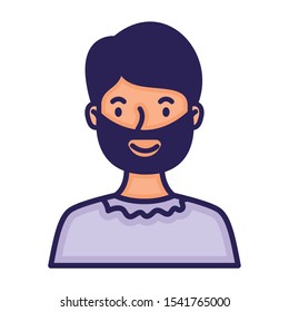 man with beard avatar character fill style vector illustration design