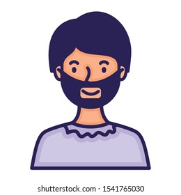 man with beard avatar character fill style vector illustration design