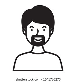 man with beard avatar character line style vector illustration design