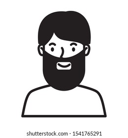 man with beard avatar character line style vector illustration design