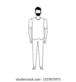 man with beard avatar icon over white background, vector illustration