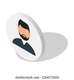 Man beard avatar icon set. Isometric set of man beard avatar vector icons for web design isolated on white background