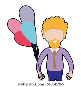 man with beard and balloons in the hand