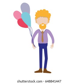 man with beard and balloons in the hand