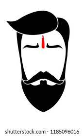 Man beard black vector design art.