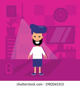 man with beard character flat design
