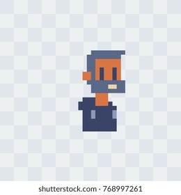Man with beard character. Pixel art style. Game assets. Avatar, portrait, profile picture. 8-bit. Isolated vector illustration.
